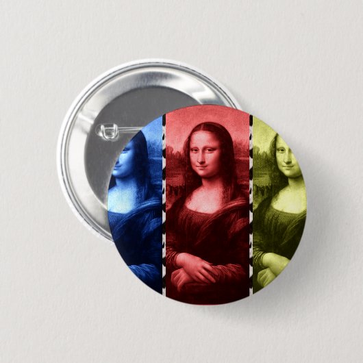 Mona Lisa Animal Print Primary Colors Button (Vorne & Hinten)