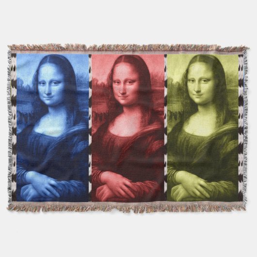 Mona Lisa Animal Print Primary Colors Decke (Vorderseite)