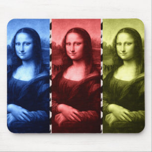Mona Lisa Animal Print Primary Colors Mousepad