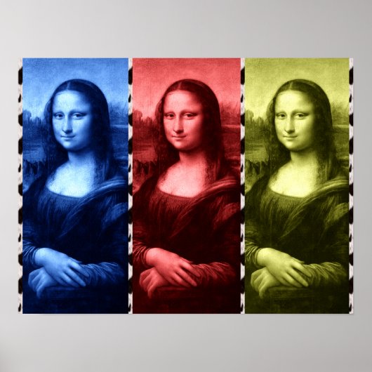 Mona Lisa Animal Print Primary Colors Poster (Vorne)