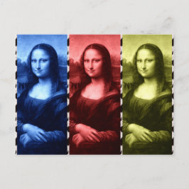 Mona Lisa Animal Print Primary Colors Postkarte