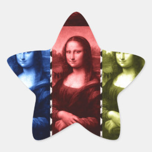 Mona Lisa Animal Print Primary Colors Stern-Aufkleber