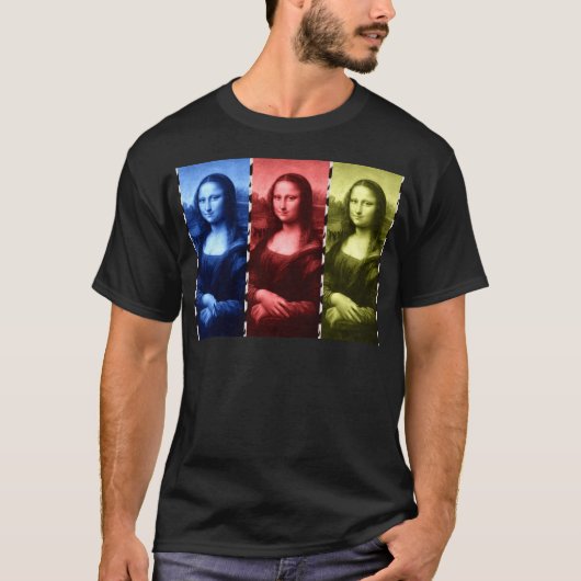 Mona Lisa Animal Print Primary Colors T-Shirt (Vorderseite)