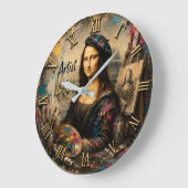 Mona Lisa Artist Funny Painter Studio Große Wanduhr (Winkel)