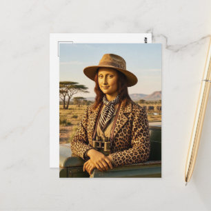 Mona Lisa auf einer afrikanischen Wildtiersafari Postkarte