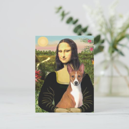 Mona Lisa - Basenji 1 Postkarte (Stehend Vorderseite)