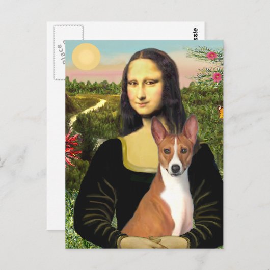 Mona Lisa - Basenji 1 Postkarte (Vorne/Hinten)