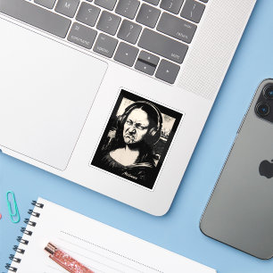 Mona Lisa Bass Gesicht Lustige Musikliebhaber DJs Aufkleber