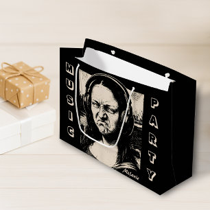 Mona Lisa Bass Gesicht Lustige Musikliebhaber DJs Große Geschenktüte
