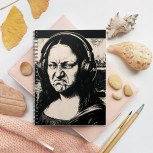 Mona Lisa Bass Gesicht Lustige Musikliebhaber DJs Notizblock
