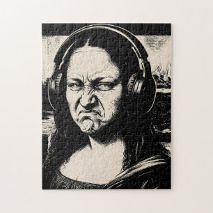 Mona Lisa Bass Gesicht Lustige Musikliebhaber DJs Puzzle