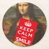 Mona Lisa Behielt Ruhe und Lächeln Runder Pappuntersetzer (Vorderseite)