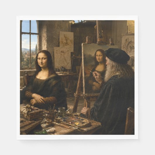 Mona Lisa besucht Leonardo Da Vincis Studio Nr. 2 Serviette (Vorderseite)