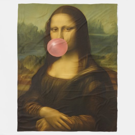 Mona Lisa Blase Pink Bubble Gum Fleecedecke (Vorderseite)