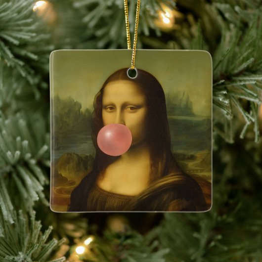 Mona Lisa Blase Pink Bubble Gum Keramikornament (Baum)