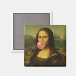 Mona Lisa Blase Pink Bubble Gum Magnet