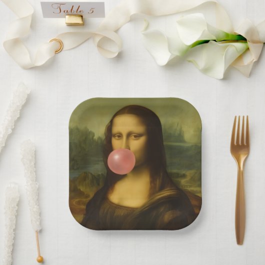 Mona Lisa Blase Pink Bubble Gum Pappteller (Hochzeit)
