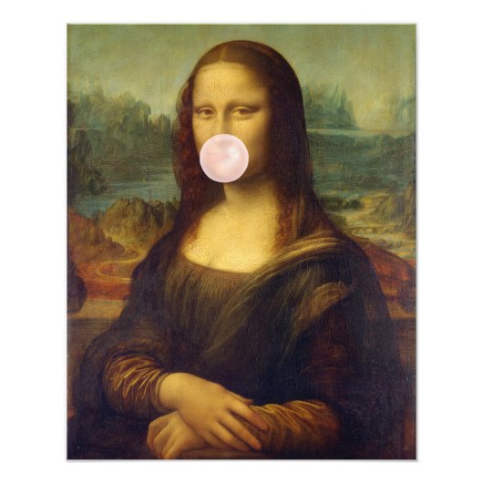 Mona Lisa Blasst Pink Bubble gum Fotodruck (Vorne)