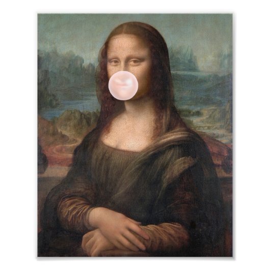 Mona Lisa Blasst Pink Bubble gum Fotodruck (Vorne)