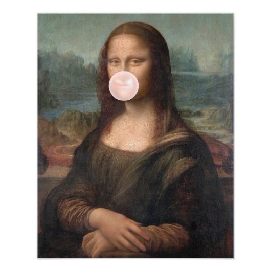 Mona Lisa Blasst Pink Bubble gum Fotodruck (Vorne)