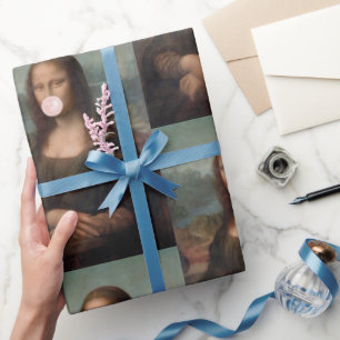 Mona Lisa Blasst Pink Bubble gum Geschenkpapier