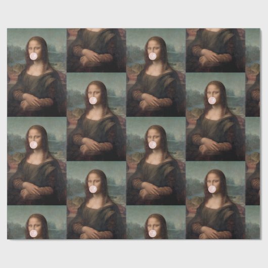 Mona Lisa Blasst Pink Bubble gum Geschenkpapier (Flach)
