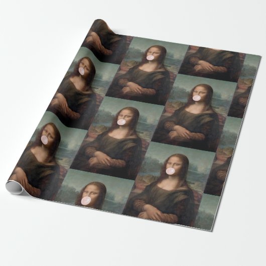 Mona Lisa Blasst Pink Bubble gum Geschenkpapier (Ungerollt)
