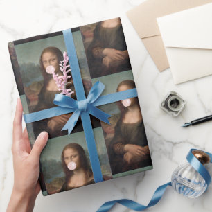Mona Lisa Blasst Pink Bubble gum Geschenkpapier