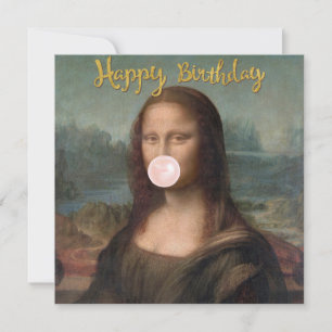 Mona Lisa Blasst Pink Bubble gum Karte