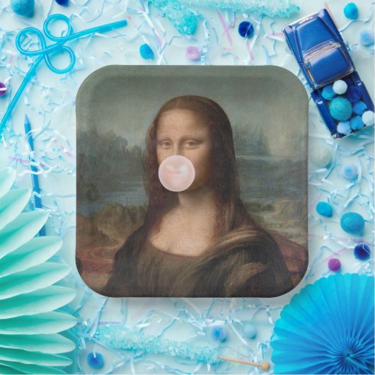 Mona Lisa Blasst Pink Bubble gum Pappteller (Party)