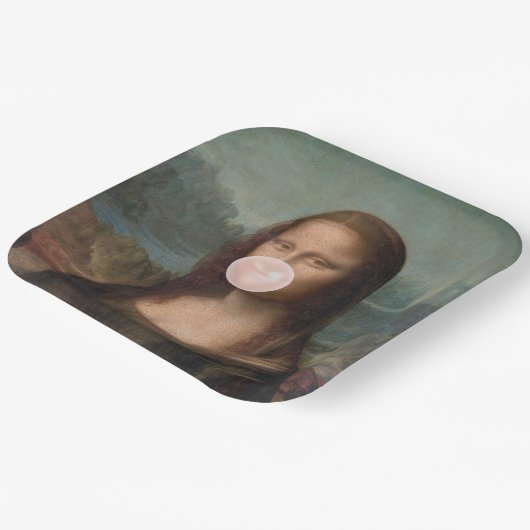 Mona Lisa Blasst Pink Bubble gum Pappteller (Gewinkelt)