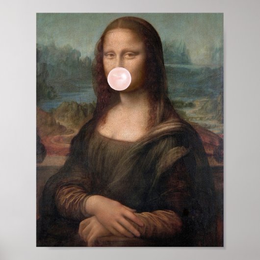 Mona Lisa Blasst Pink Bubble gum Poster (Vorne)