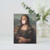 Mona Lisa Blasst Pink Bubble gum Postkarte (Stehend Vorderseite)