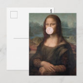Mona Lisa Blasst Pink Bubble gum Postkarte (Vorne/Hinten)