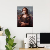 Mona Lisa bläst ein graues Kaugummi Poster (Heimbüro)