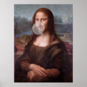 Mona Lisa bläst ein graues Kaugummi Poster (Vorne)