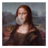 Mona Lisa bläst grauen Kaugummi Poster (Vorderseite)