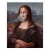 Mona Lisa bläst grauen Kaugummi Poster (Vorderseite)