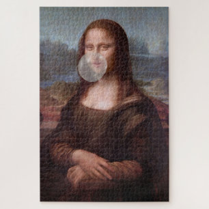 Mona Lisa bläst grauen Kaugummi Puzzle