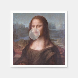 Mona Lisa bläst grauen Kaugummi Serviette