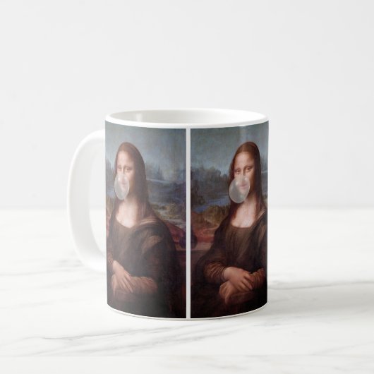 Mona Lisa bläst graues Kaugummi Kaffeetasse (Vorderseite Links)