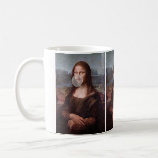 Mona Lisa bläst graues Kaugummi Kaffeetasse (Links)