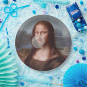 Mona Lisa bläst graues Kaugummi Pappteller (Party)