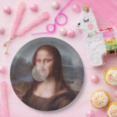 Mona Lisa bläst graues Kaugummi Pappteller (Party)