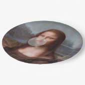 Mona Lisa bläst graues Kaugummi Pappteller (Schrägansicht)