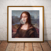 Mona Lisa bläst graues Kaugummi Poster