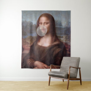 Mona Lisa bläst großen Kaugummi  Wandteppich