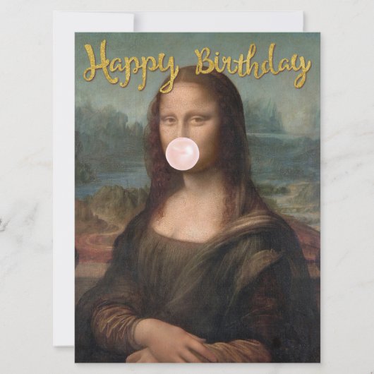 Mona Lisa bläst rosa Kaugummi (Vorderseite)
