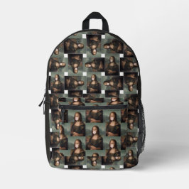 Mona Lisa bläst rosa Kaugummi Bedruckter Rucksack