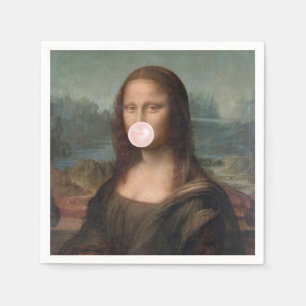 Mona Lisa bläst rosa Kaugummi-Blasen Serviette